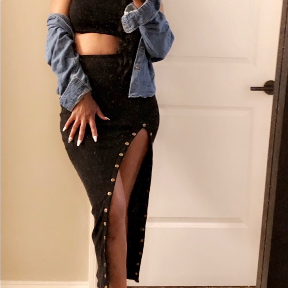 2 piece black skirt set